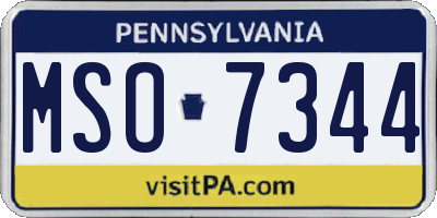 PA license plate MSO7344