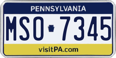 PA license plate MSO7345