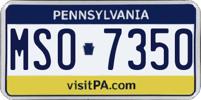 PA license plate MSO7350