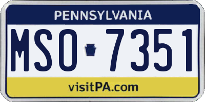 PA license plate MSO7351