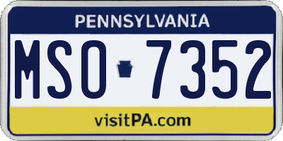 PA license plate MSO7352
