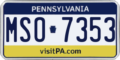 PA license plate MSO7353