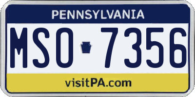 PA license plate MSO7356