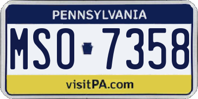 PA license plate MSO7358