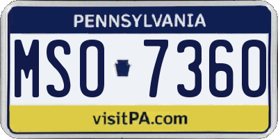 PA license plate MSO7360