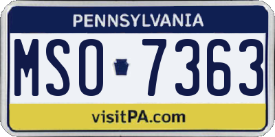 PA license plate MSO7363