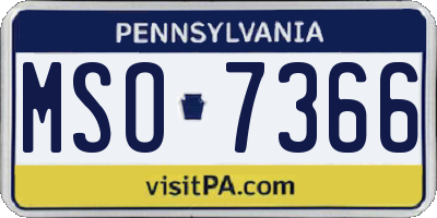 PA license plate MSO7366