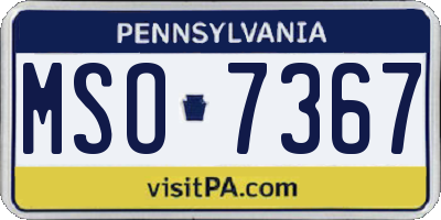 PA license plate MSO7367