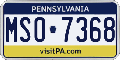 PA license plate MSO7368