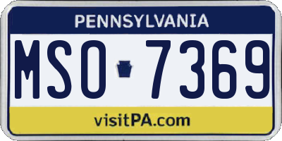 PA license plate MSO7369
