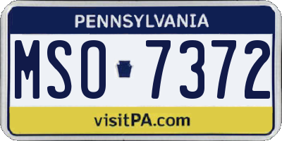PA license plate MSO7372
