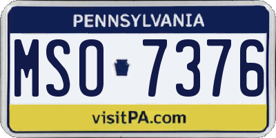 PA license plate MSO7376