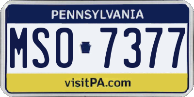 PA license plate MSO7377
