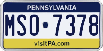 PA license plate MSO7378