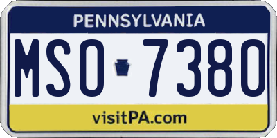 PA license plate MSO7380