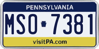 PA license plate MSO7381
