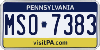 PA license plate MSO7383