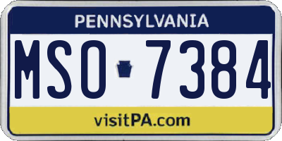 PA license plate MSO7384