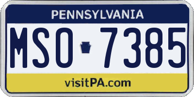 PA license plate MSO7385