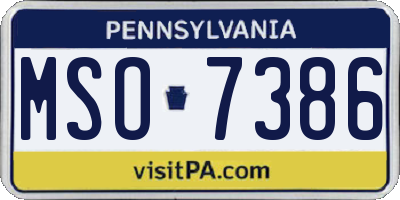 PA license plate MSO7386