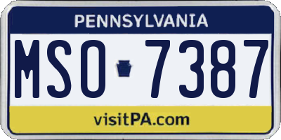 PA license plate MSO7387