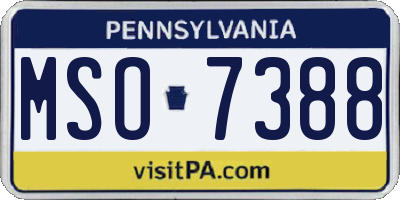 PA license plate MSO7388