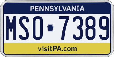 PA license plate MSO7389