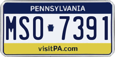 PA license plate MSO7391