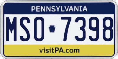 PA license plate MSO7398
