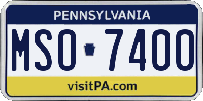 PA license plate MSO7400