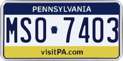 PA license plate MSO7403