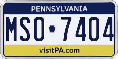 PA license plate MSO7404