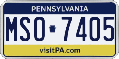 PA license plate MSO7405