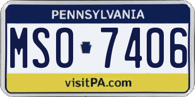 PA license plate MSO7406