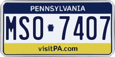 PA license plate MSO7407