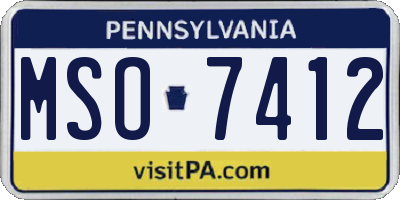 PA license plate MSO7412
