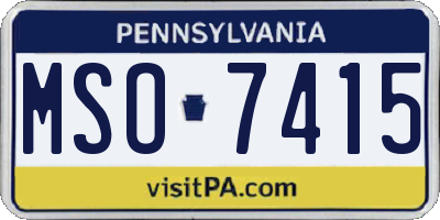 PA license plate MSO7415