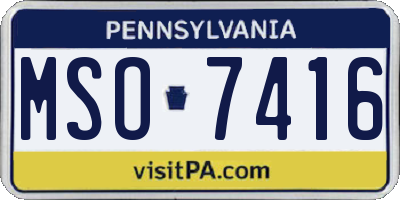 PA license plate MSO7416