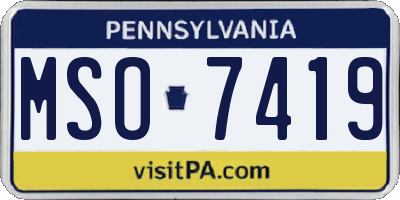 PA license plate MSO7419