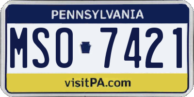 PA license plate MSO7421