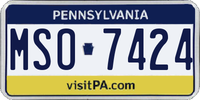 PA license plate MSO7424