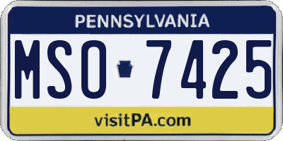 PA license plate MSO7425