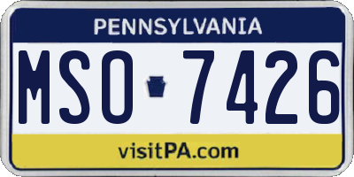 PA license plate MSO7426