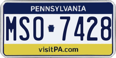 PA license plate MSO7428