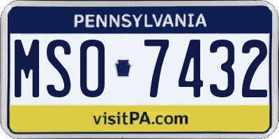 PA license plate MSO7432