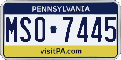 PA license plate MSO7445