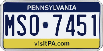 PA license plate MSO7451