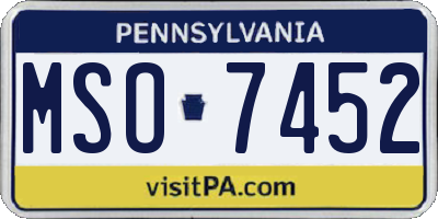 PA license plate MSO7452