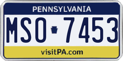 PA license plate MSO7453