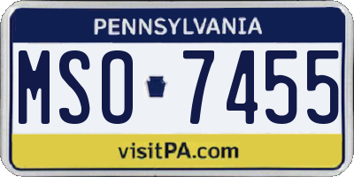 PA license plate MSO7455